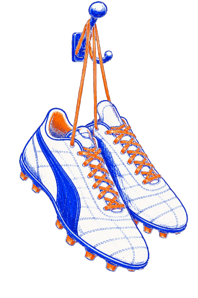 Botas de fútbol del Pro, colgadas de un gancho